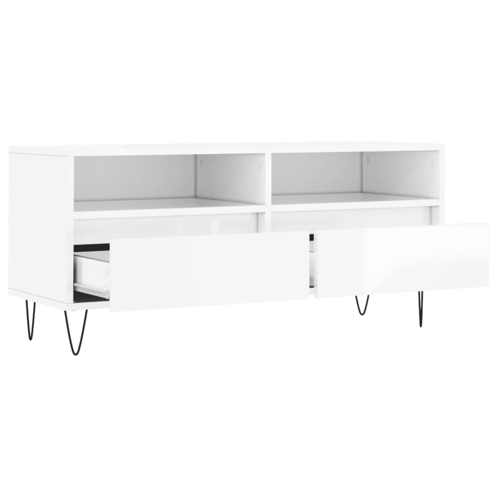 Tv Skříňka Bílá Vysoký Lesk 100X34,5X44,5 Cm Kompozitní Dřevo