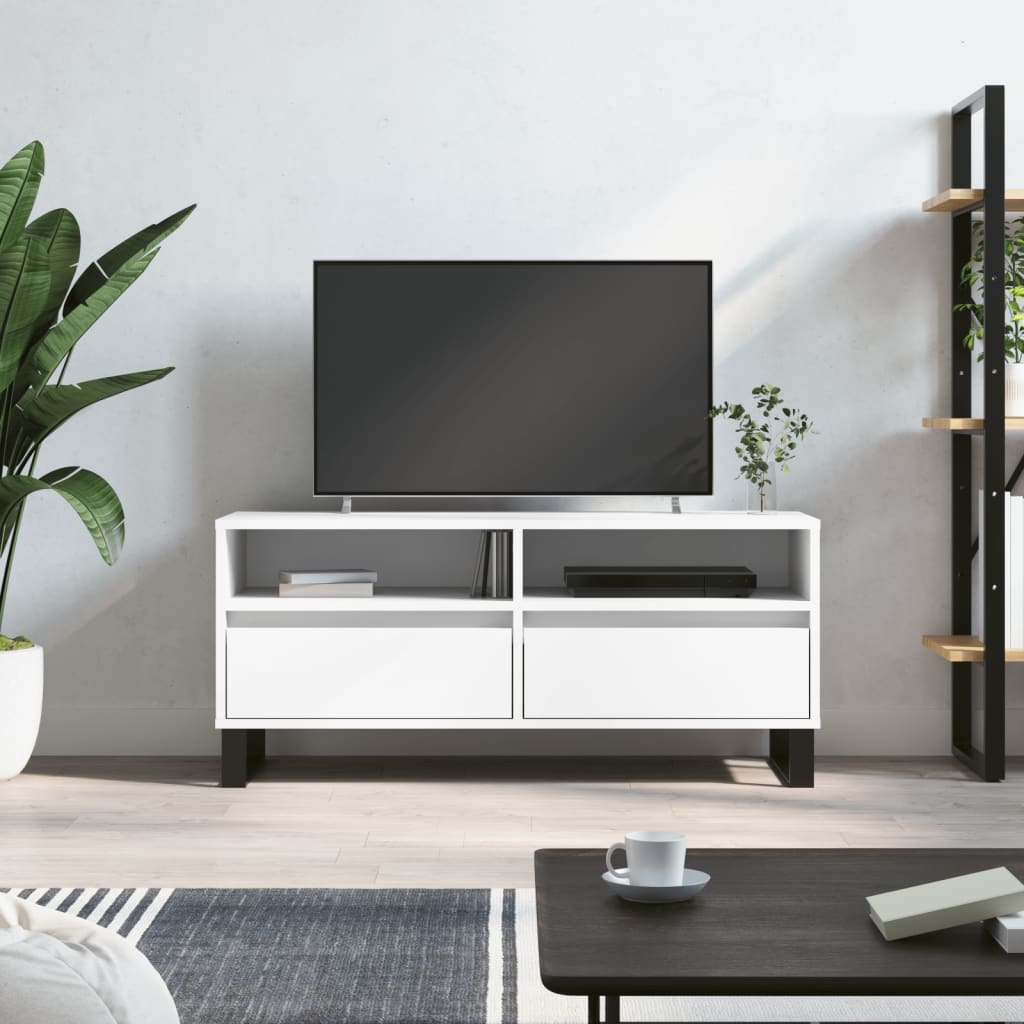 Tv Skříňka Bílá Vysoký Lesk 100X34,5X44,5 Cm Kompozitní Dřevo