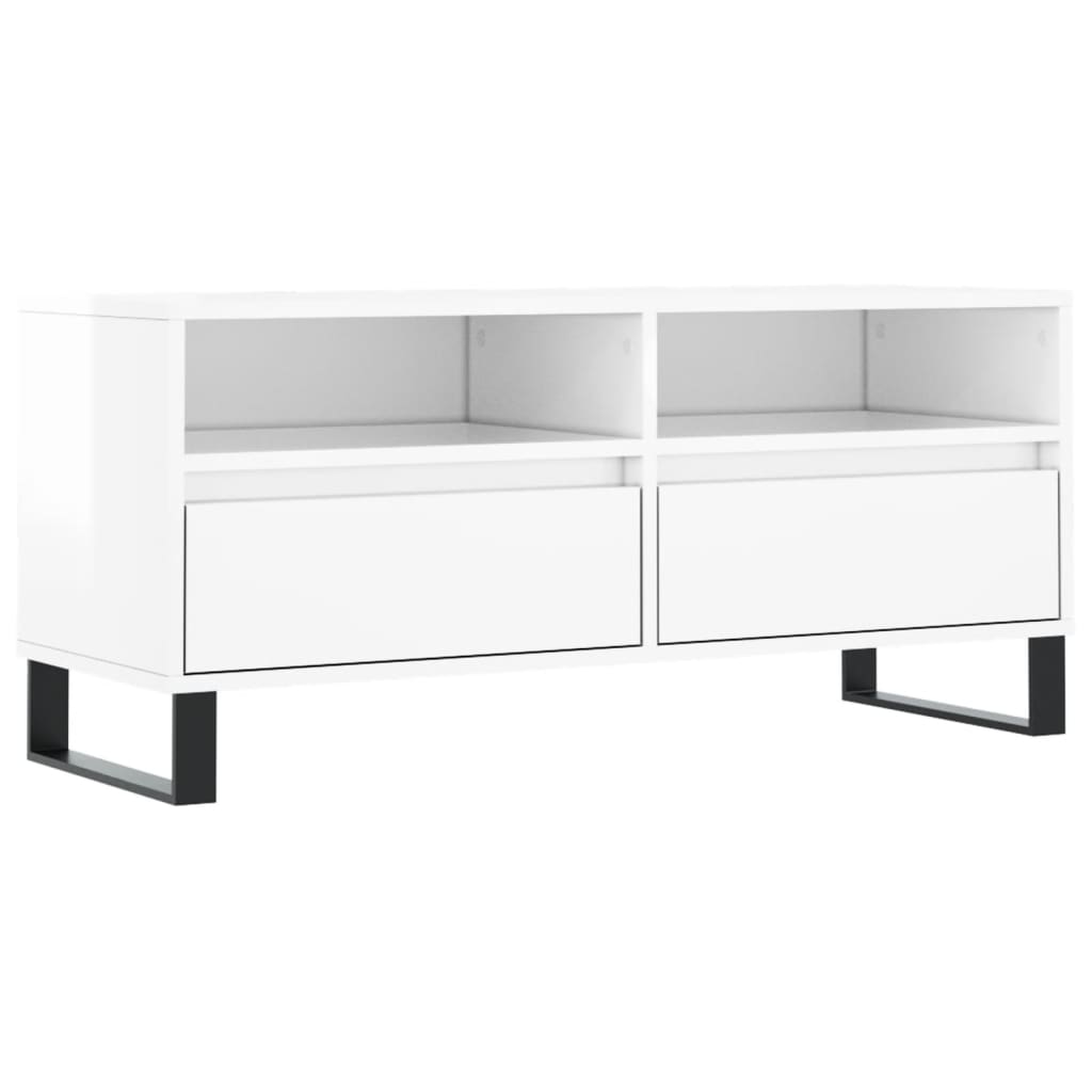 Tv Skříňka Bílá Vysoký Lesk 100X34,5X44,5 Cm Kompozitní Dřevo