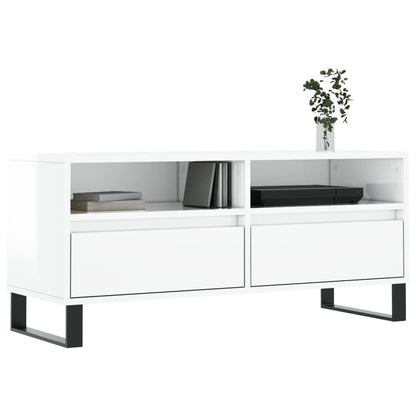 Tv Skříňka Bílá Vysoký Lesk 100X34,5X44,5 Cm Kompozitní Dřevo