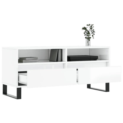 Tv Skříňka Bílá Vysoký Lesk 100X34,5X44,5 Cm Kompozitní Dřevo