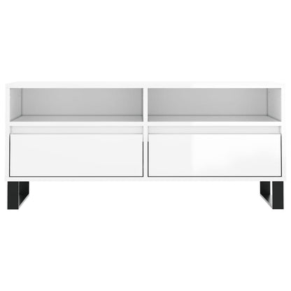 Tv Skříňka Bílá Vysoký Lesk 100X34,5X44,5 Cm Kompozitní Dřevo