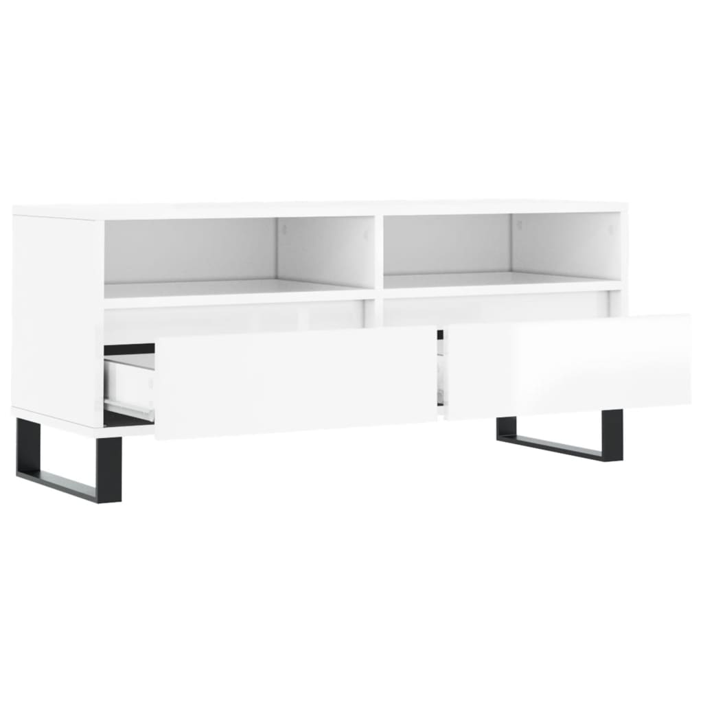 Tv Skříňka Bílá Vysoký Lesk 100X34,5X44,5 Cm Kompozitní Dřevo