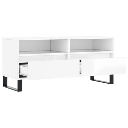 Tv Skříňka Bílá Vysoký Lesk 100X34,5X44,5 Cm Kompozitní Dřevo