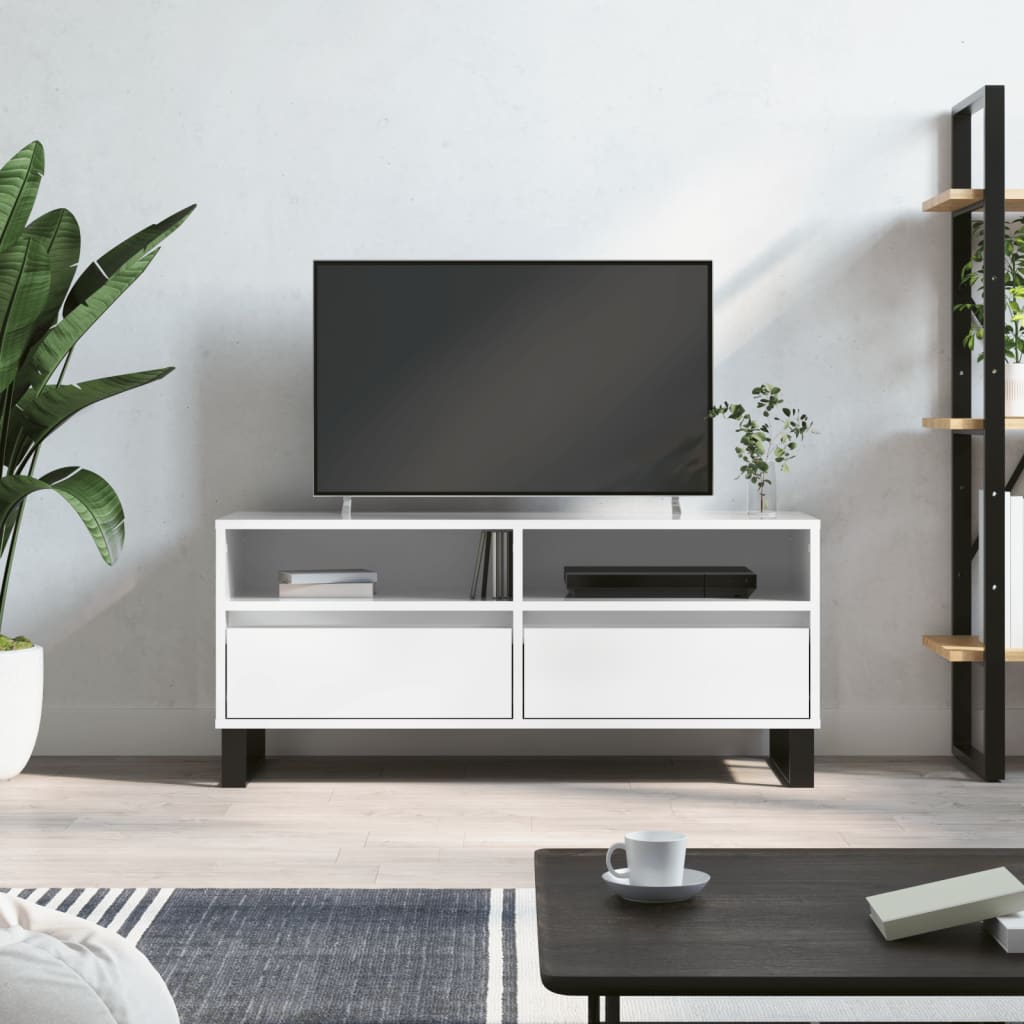 Tv Skříňka Bílá Vysoký Lesk 100X34,5X44,5 Cm Kompozitní Dřevo