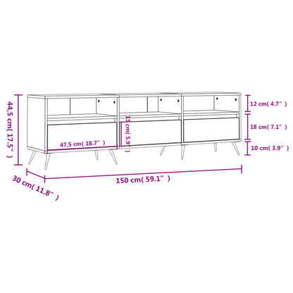 Tv Skříňka Betonově Šedá 150 X 30 X 44,5 Cm Kompozitní Dřevo