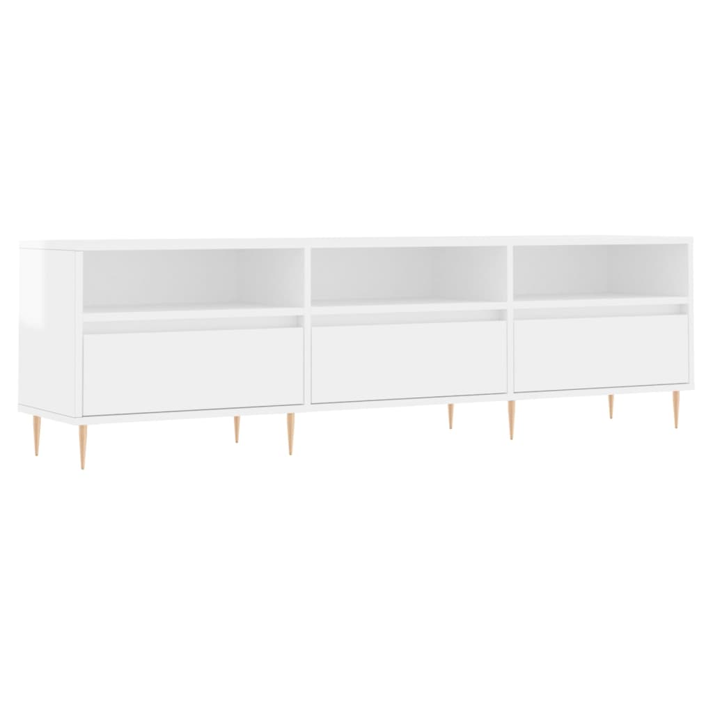 Tv Skříňka Bílá Vysoký Lesk 150 X 30 X 44,5 Cm Kompozitní Dřevo