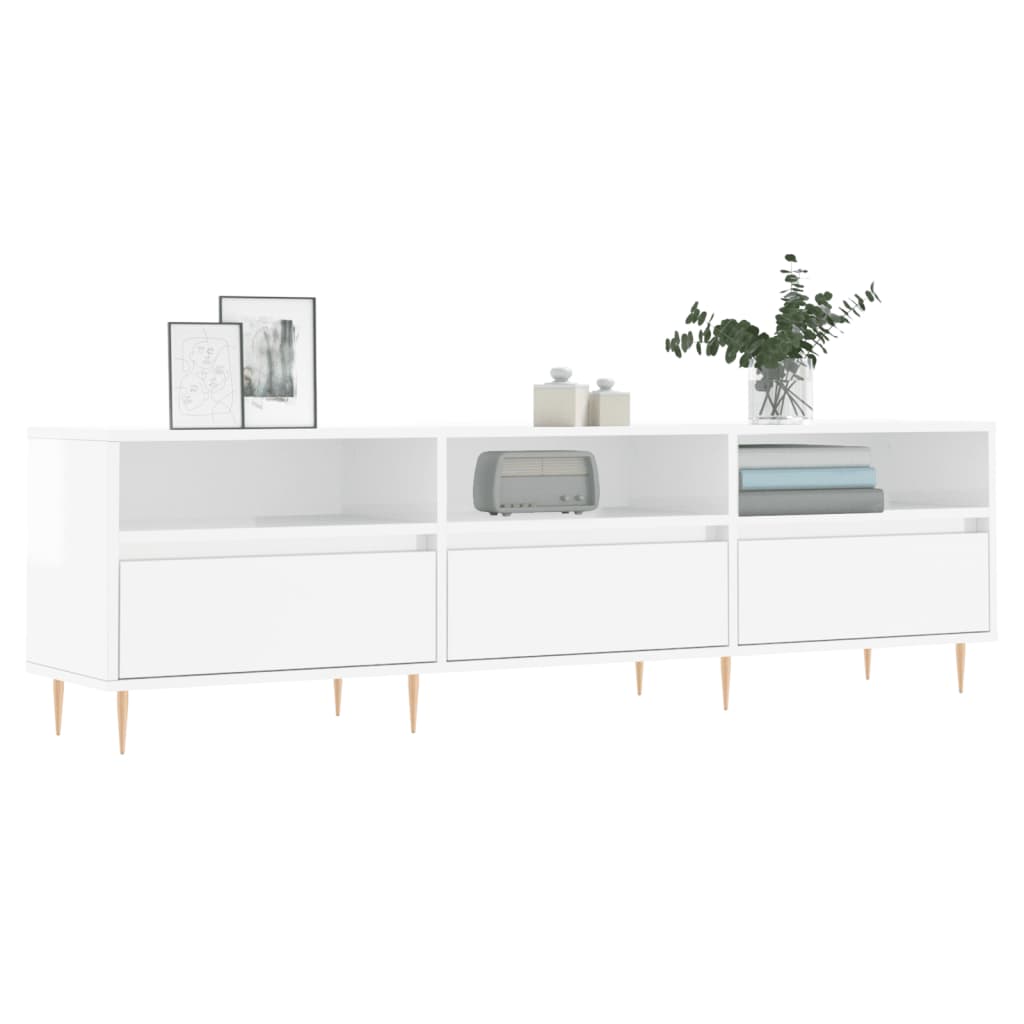 Tv Skříňka Bílá Vysoký Lesk 150 X 30 X 44,5 Cm Kompozitní Dřevo