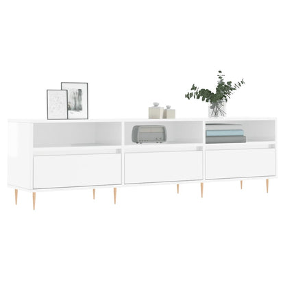 Tv Skříňka Bílá Vysoký Lesk 150 X 30 X 44,5 Cm Kompozitní Dřevo