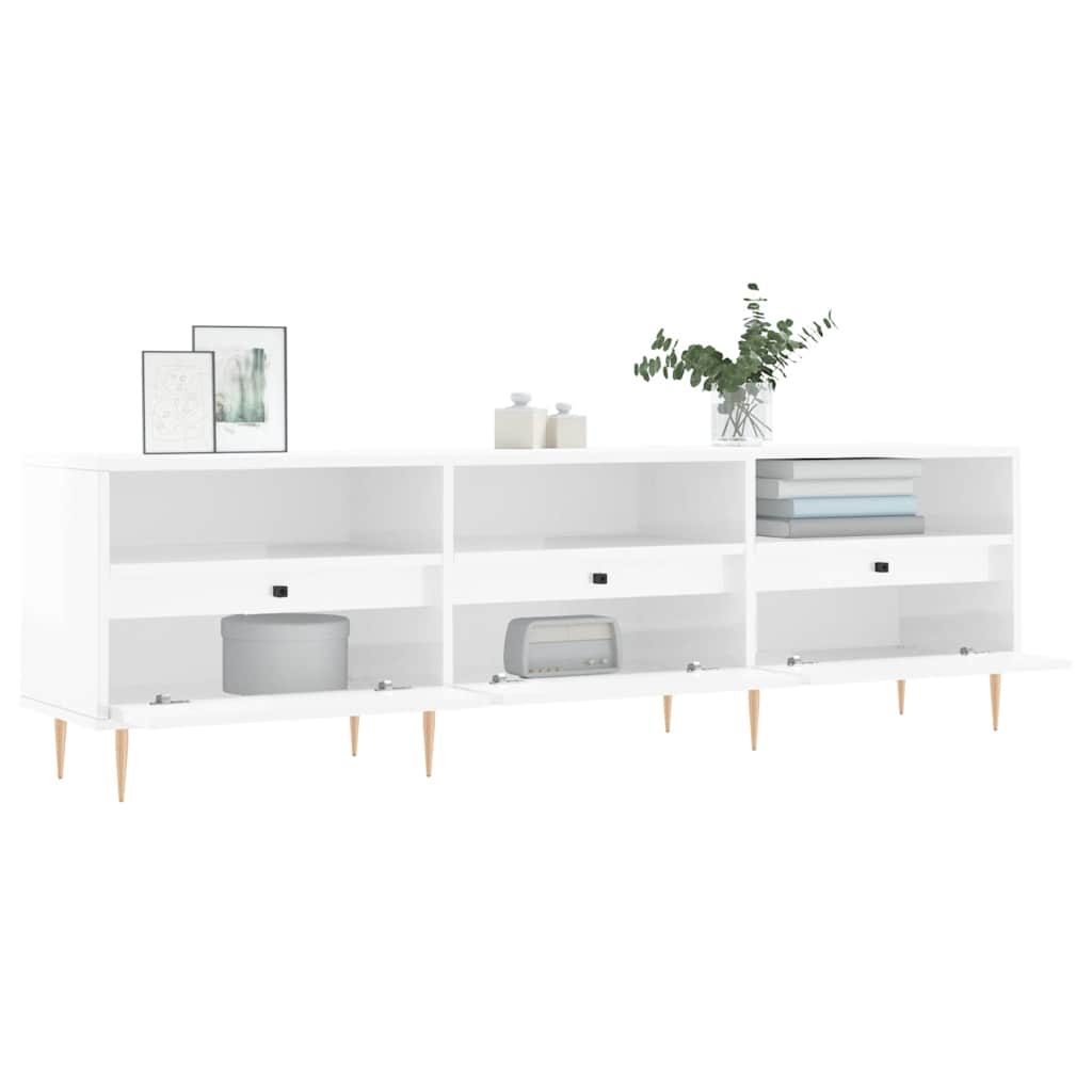 Tv Skříňka Bílá Vysoký Lesk 150 X 30 X 44,5 Cm Kompozitní Dřevo