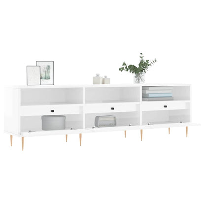 Tv Skříňka Bílá Vysoký Lesk 150 X 30 X 44,5 Cm Kompozitní Dřevo