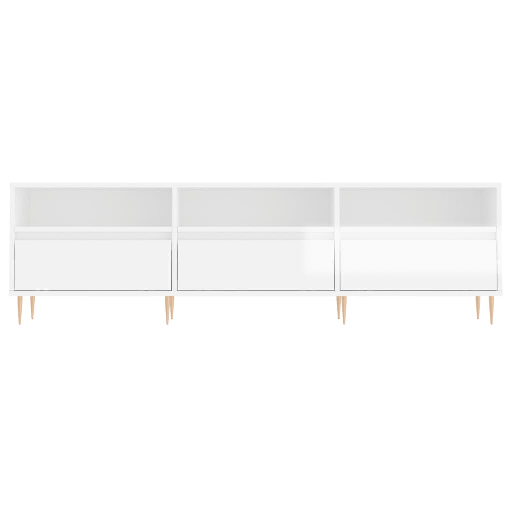 Tv Skříňka Bílá Vysoký Lesk 150 X 30 X 44,5 Cm Kompozitní Dřevo