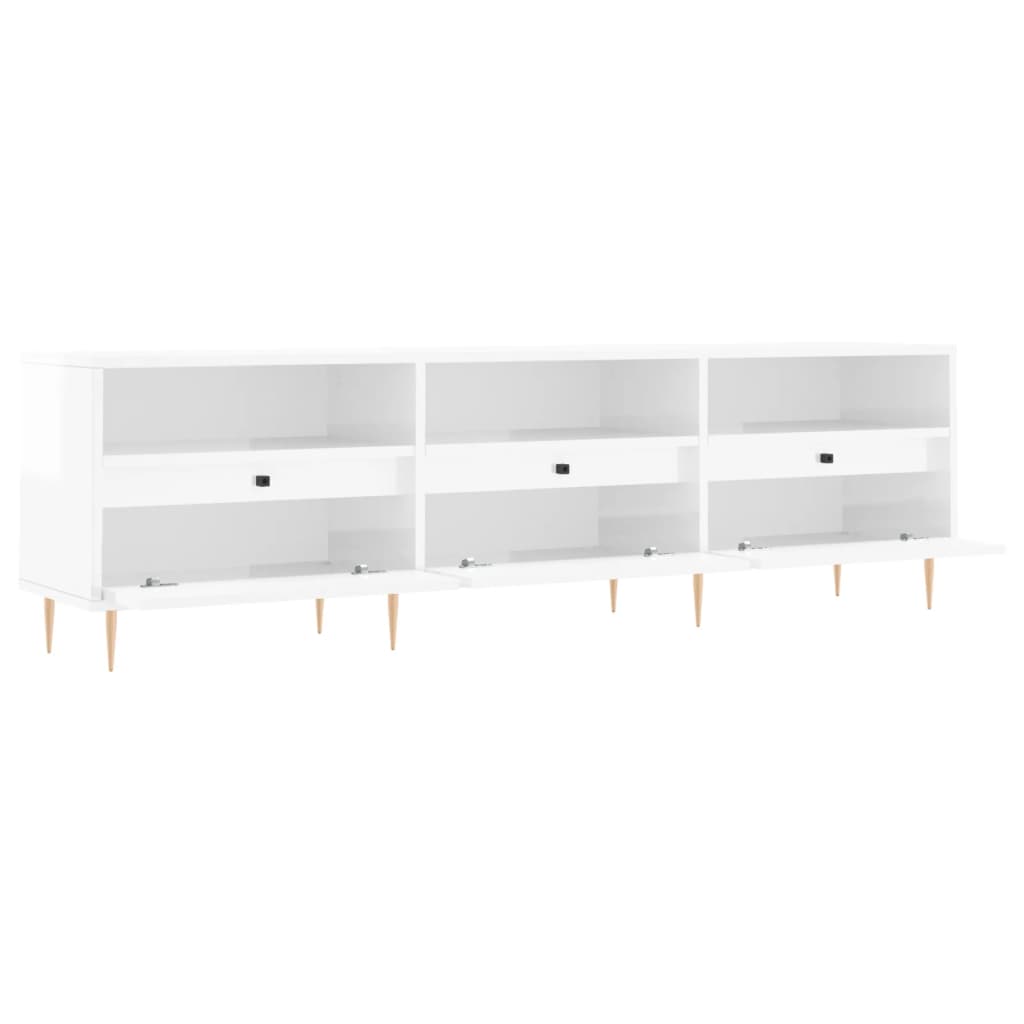 Tv Skříňka Bílá Vysoký Lesk 150 X 30 X 44,5 Cm Kompozitní Dřevo