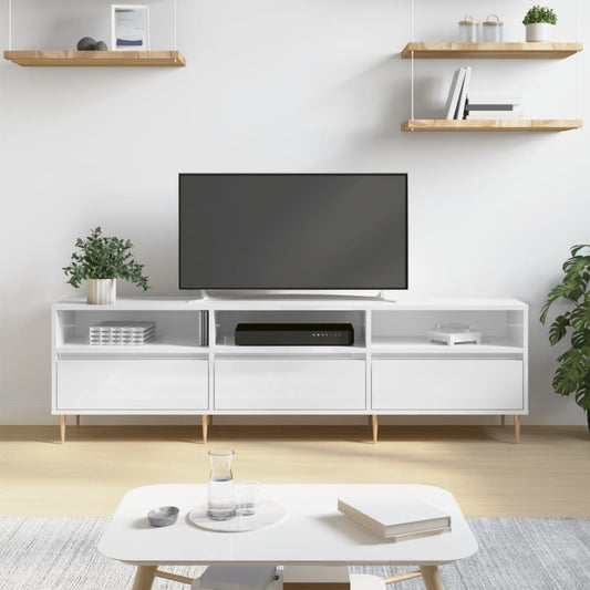 Tv Skříňka Bílá Vysoký Lesk 150 X 30 X 44,5 Cm Kompozitní Dřevo