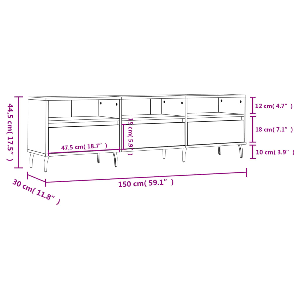 Tv Skříňka 150 X 30 X 44,5 Cm Kompozitní Dřevo
