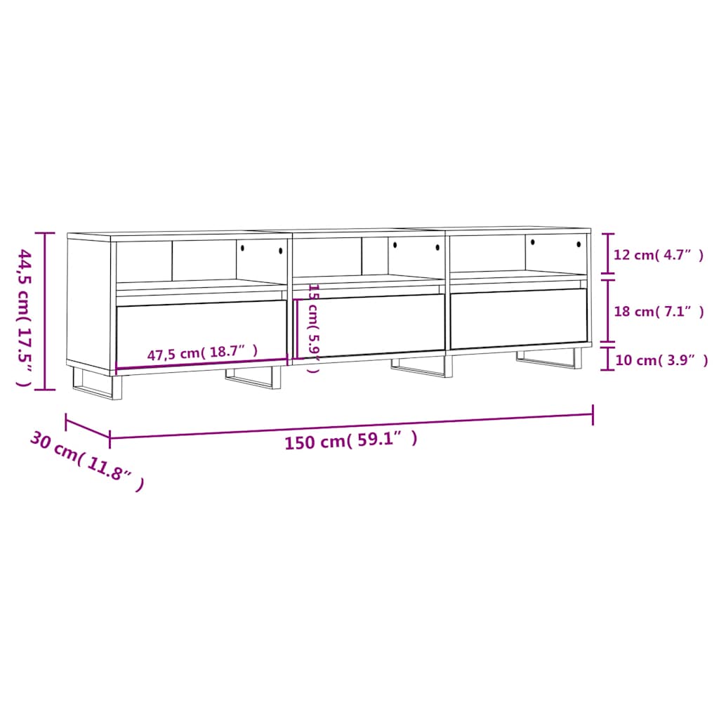 Tv Skříňka 150 X 30 X 44,5 Cm Kompozitní Dřevo