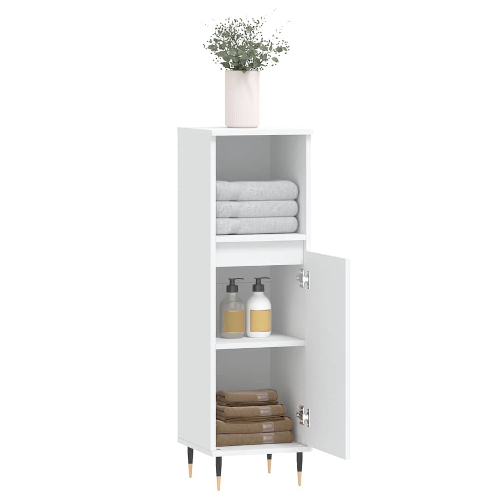 Koupelnová Skříňka Bílá 30 X 30 X 100 Cm Kompozitní Dřevo
