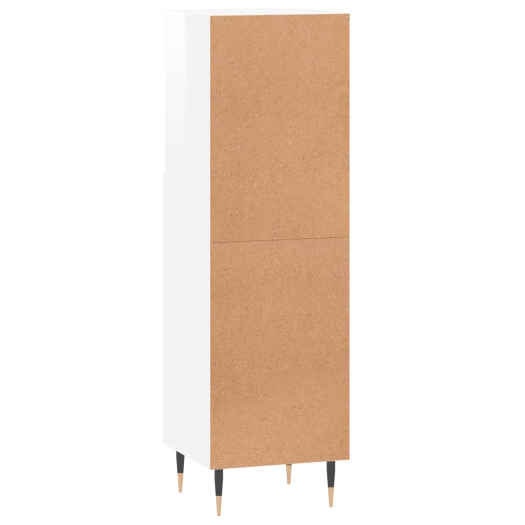 Koupelnová Skříňka Lesklá Bílá 30X30X100 Cm Kompozitní Dřevo