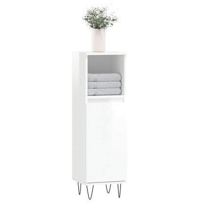 Koupelnová Skříňka Lesklá Bílá 30X30X100 Cm Kompozitní Dřevo