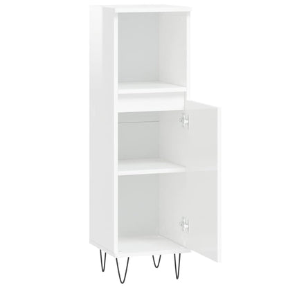 Koupelnová Skříňka Lesklá Bílá 30X30X100 Cm Kompozitní Dřevo