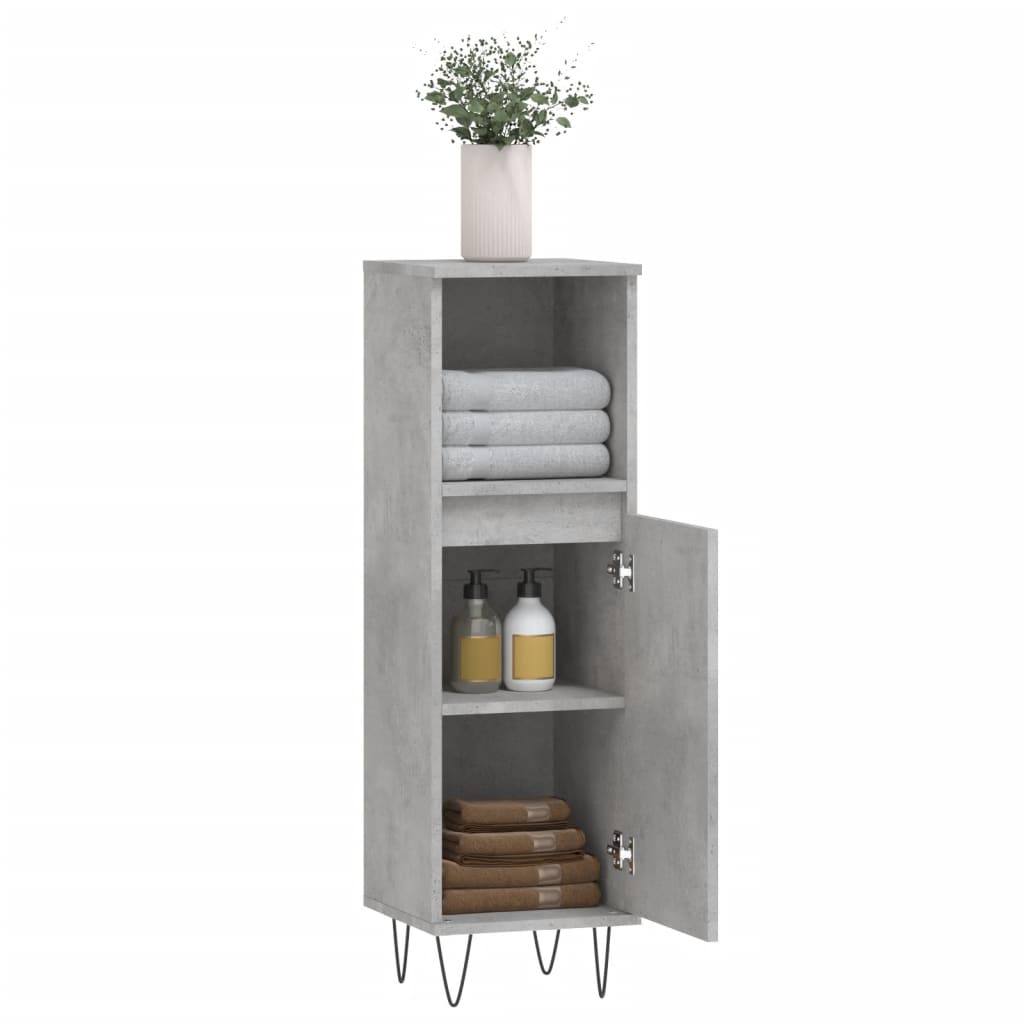 Koupelnová Skříňka Betonově Šedá 30X30X100 Cm Kompozitní Dřevo