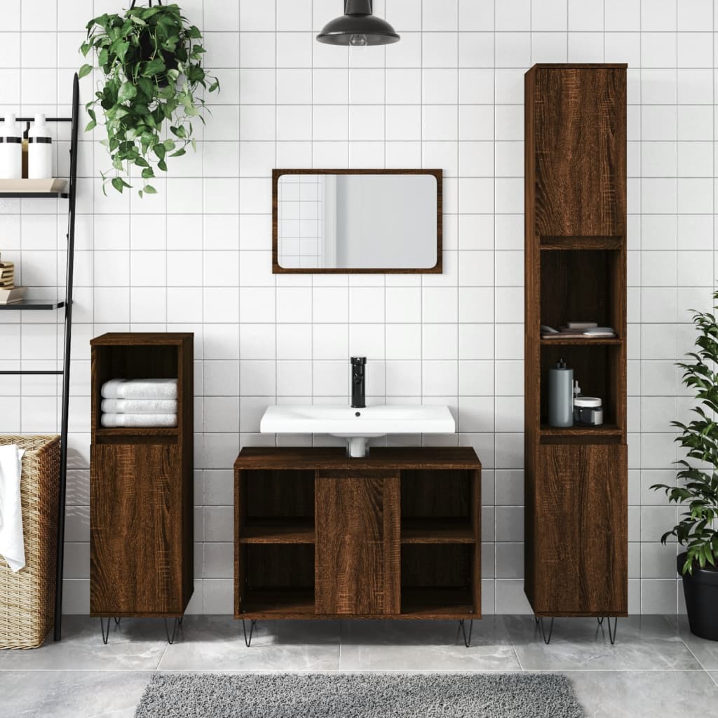 Koupelnová Skříňka 30 X 30 X 100 Cm Kompozitní Dřevo