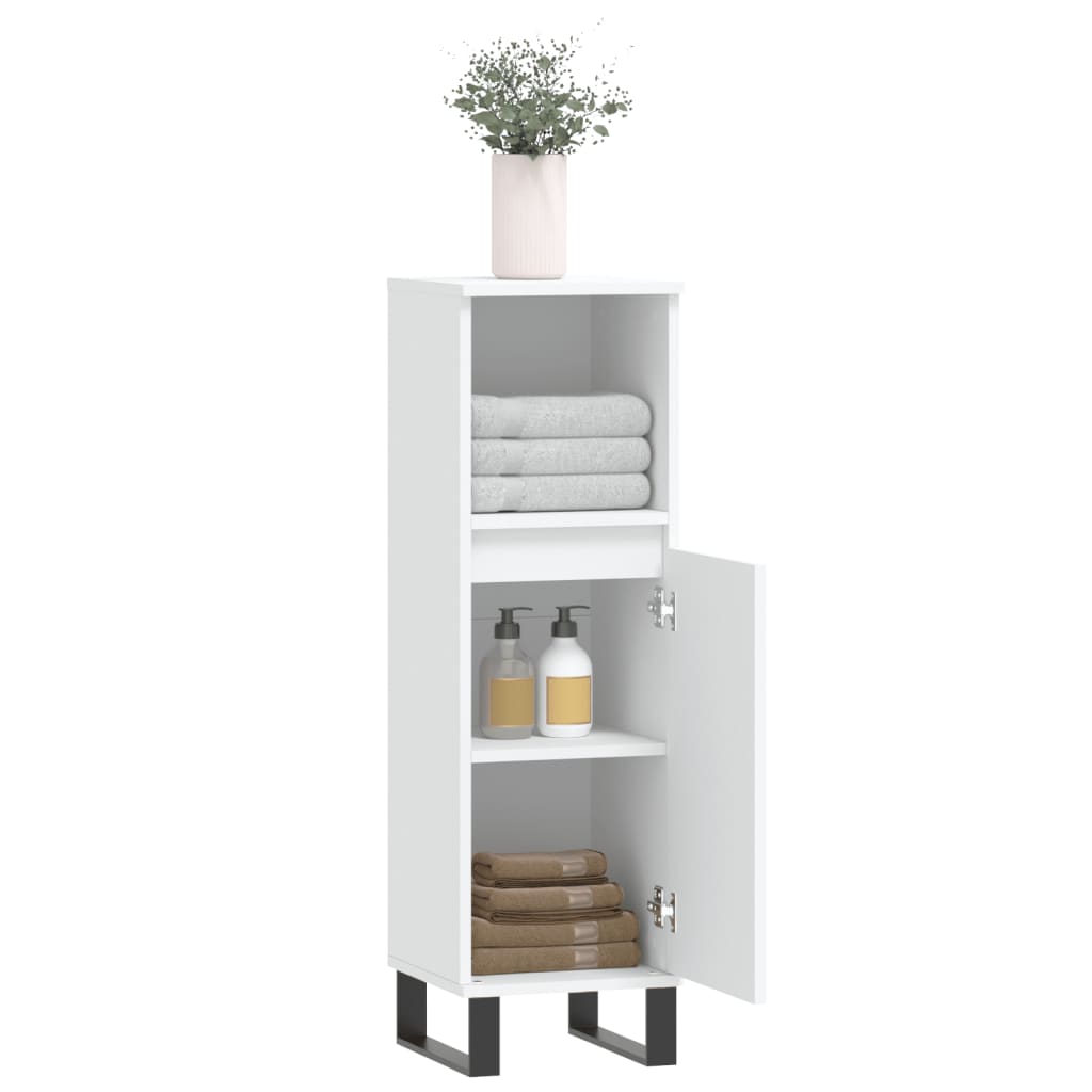 Koupelnová Skříňka Bílá 30 X 30 X 100 Cm Kompozitní Dřevo