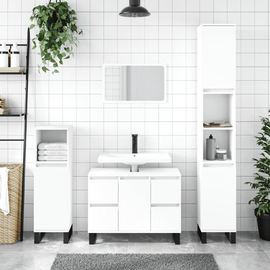 Koupelnová Skříňka Bílá 30 X 30 X 100 Cm Kompozitní Dřevo
