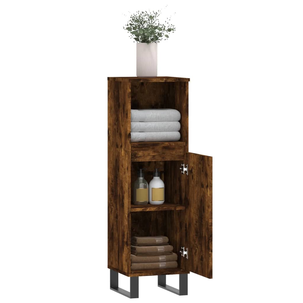 Koupelnová Skříňka Kouřový Dub 30X30X100 Cm Kompozitní Dřevo