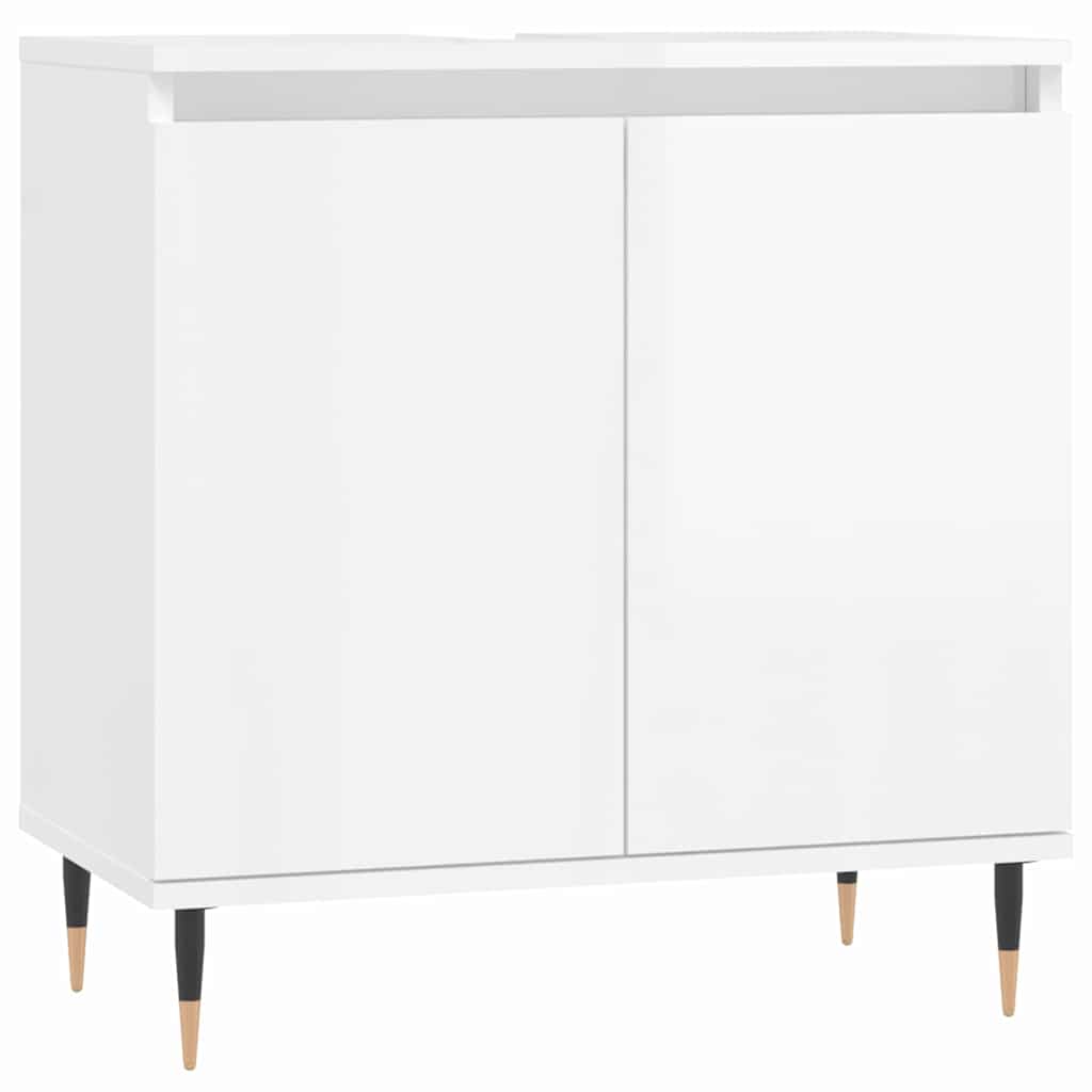 Koupelnová Skříňka Lesklá Bílá 58 X 33 X 60 Cm Kompozitní Dřevo