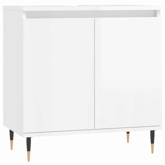 Koupelnová Skříňka Lesklá Bílá 58 X 33 X 60 Cm Kompozitní Dřevo