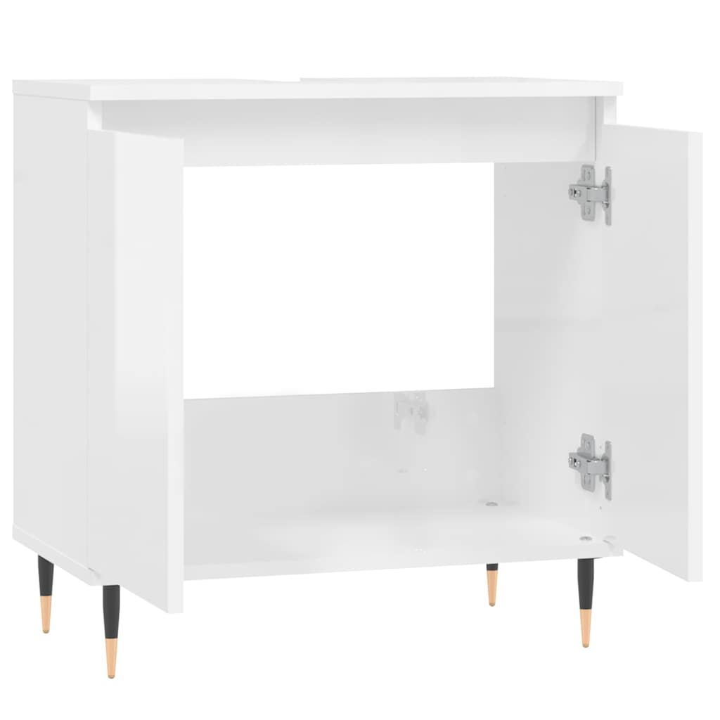 Koupelnová Skříňka Lesklá Bílá 58 X 33 X 60 Cm Kompozitní Dřevo