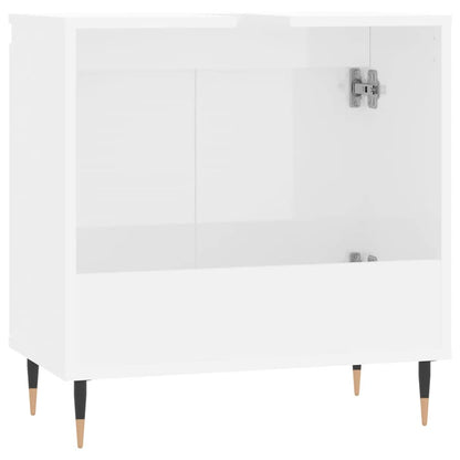 Koupelnová Skříňka Lesklá Bílá 58 X 33 X 60 Cm Kompozitní Dřevo