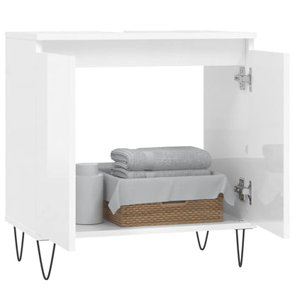 Koupelnová Skříňka Lesklá Bílá 58 X 33 X 60 Cm Kompozitní Dřevo