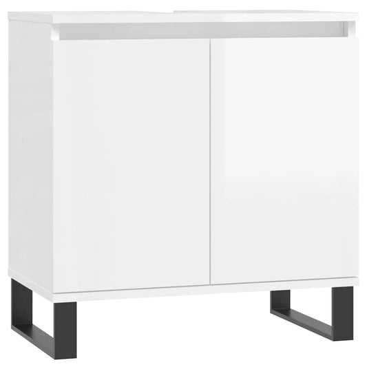 Koupelnová Skříňka Lesklá Bílá 58 X 33 X 60 Cm Kompozitní Dřevo