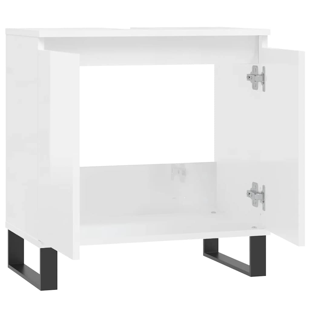 Koupelnová Skříňka Lesklá Bílá 58 X 33 X 60 Cm Kompozitní Dřevo
