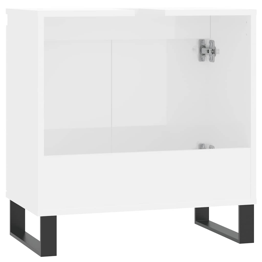 Koupelnová Skříňka Lesklá Bílá 58 X 33 X 60 Cm Kompozitní Dřevo