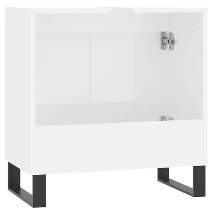 Koupelnová Skříňka Lesklá Bílá 58 X 33 X 60 Cm Kompozitní Dřevo