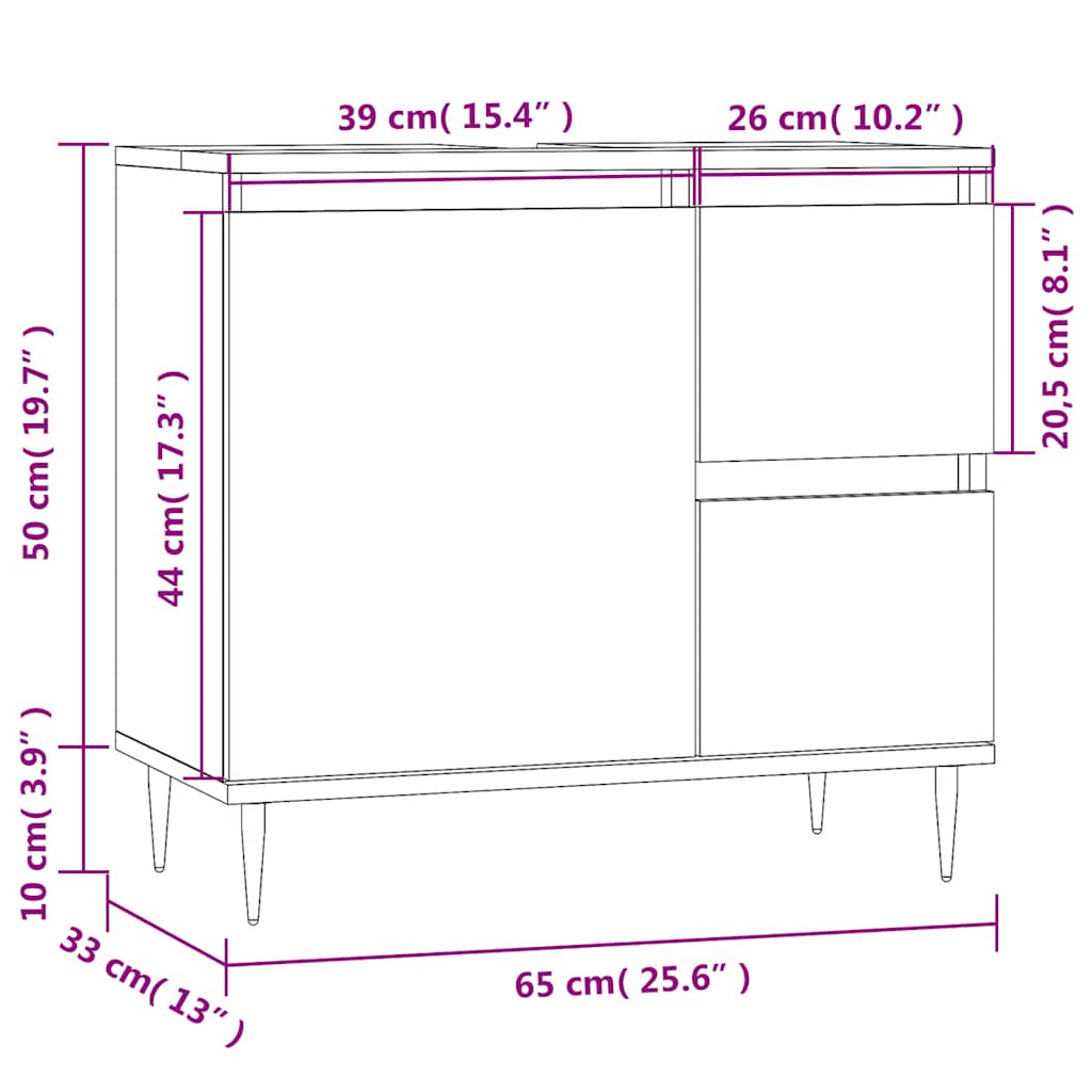 Koupelnová Skříňka Betonově Šedá 65X33X60 Cm Kompozitní Dřevo