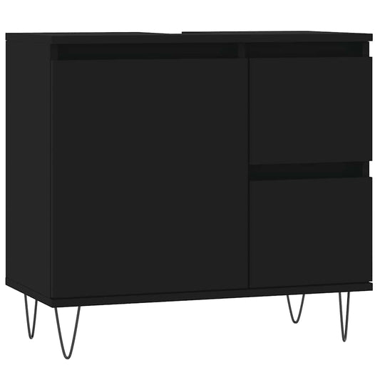 Koupelnová Skříňka Černá 65 X 33 X 60 Cm Kompozitní Dřevo