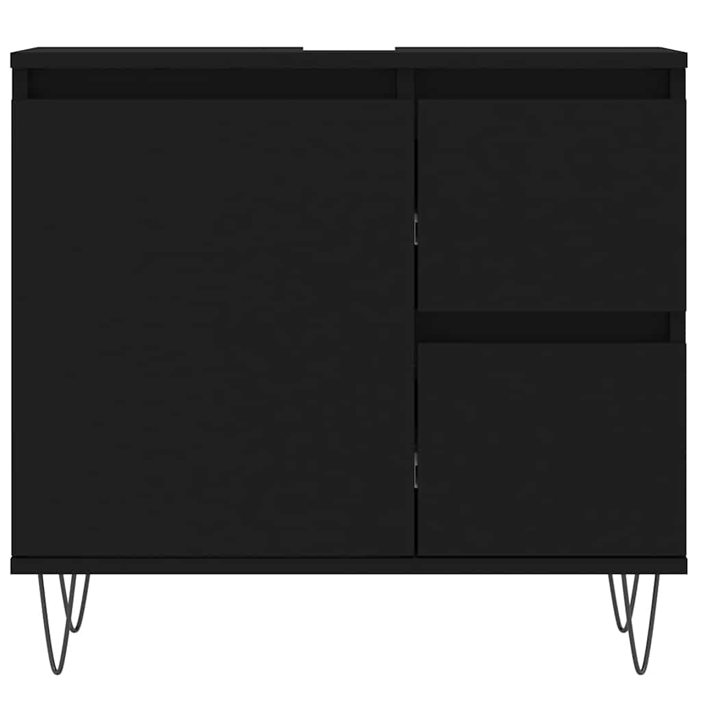 Koupelnová Skříňka Černá 65 X 33 X 60 Cm Kompozitní Dřevo
