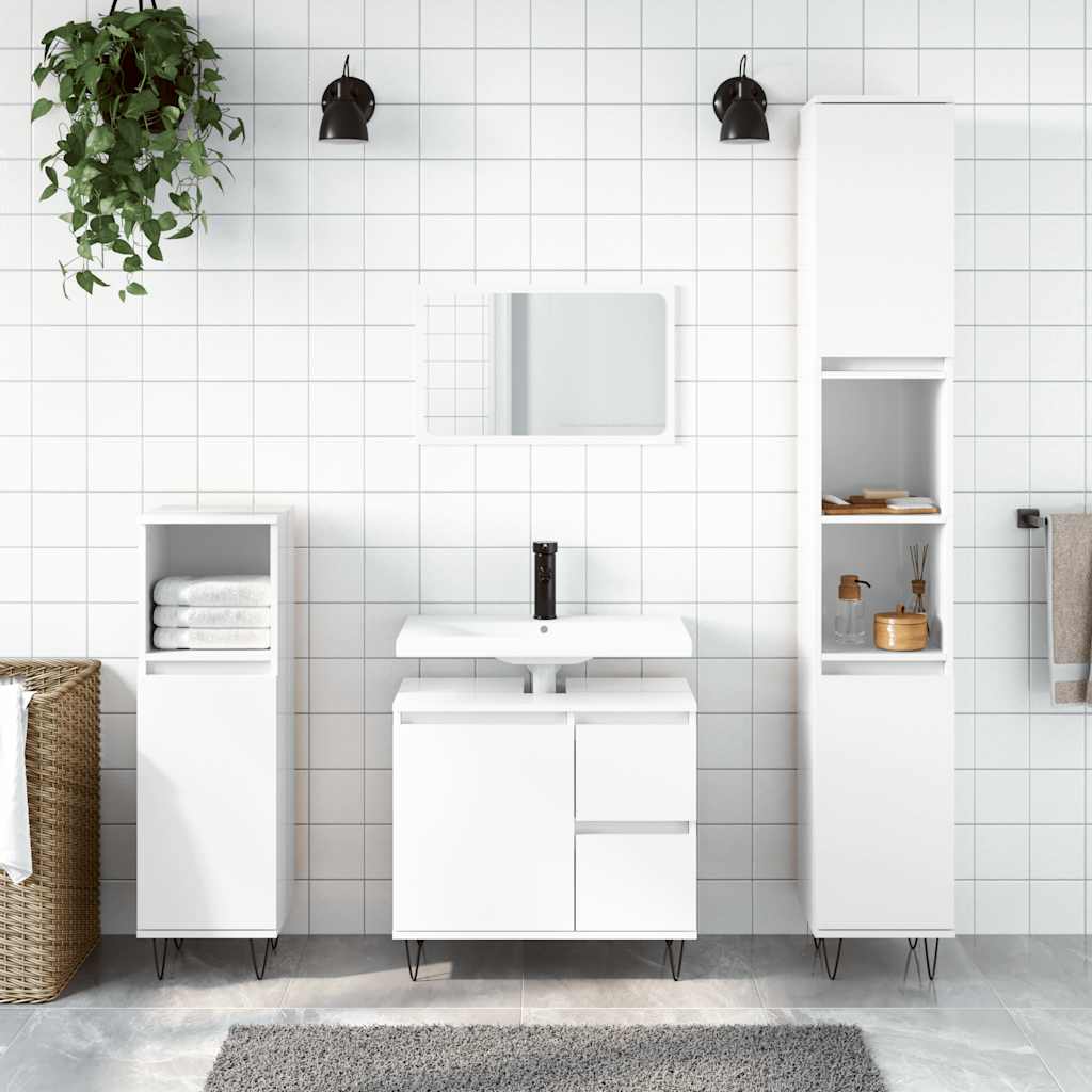 Koupelnová Skříňka Lesklá Bílá 65 X 33 X 60 Cm Kompozitní Dřevo