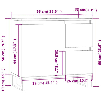 Koupelnová Skříňka 65 X 33 X 60 Cm Kompozitní Dřevo