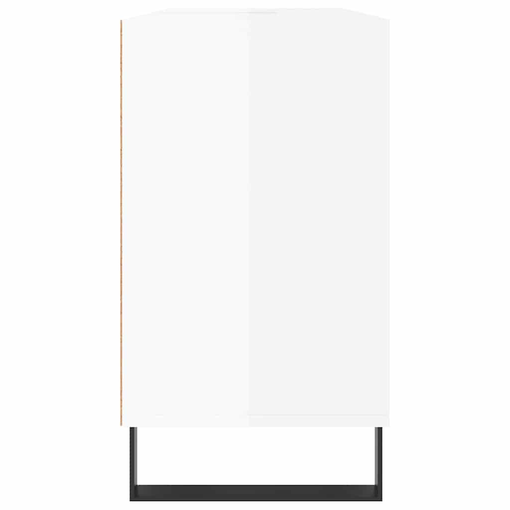 Koupelnová Skříňka Lesklá Bílá 80 X 33 X 60 Cm Kompozitní Dřevo