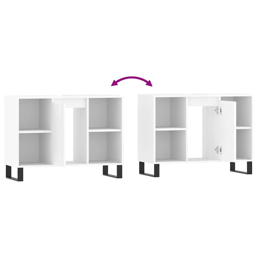 Koupelnová Skříňka Lesklá Bílá 80 X 33 X 60 Cm Kompozitní Dřevo