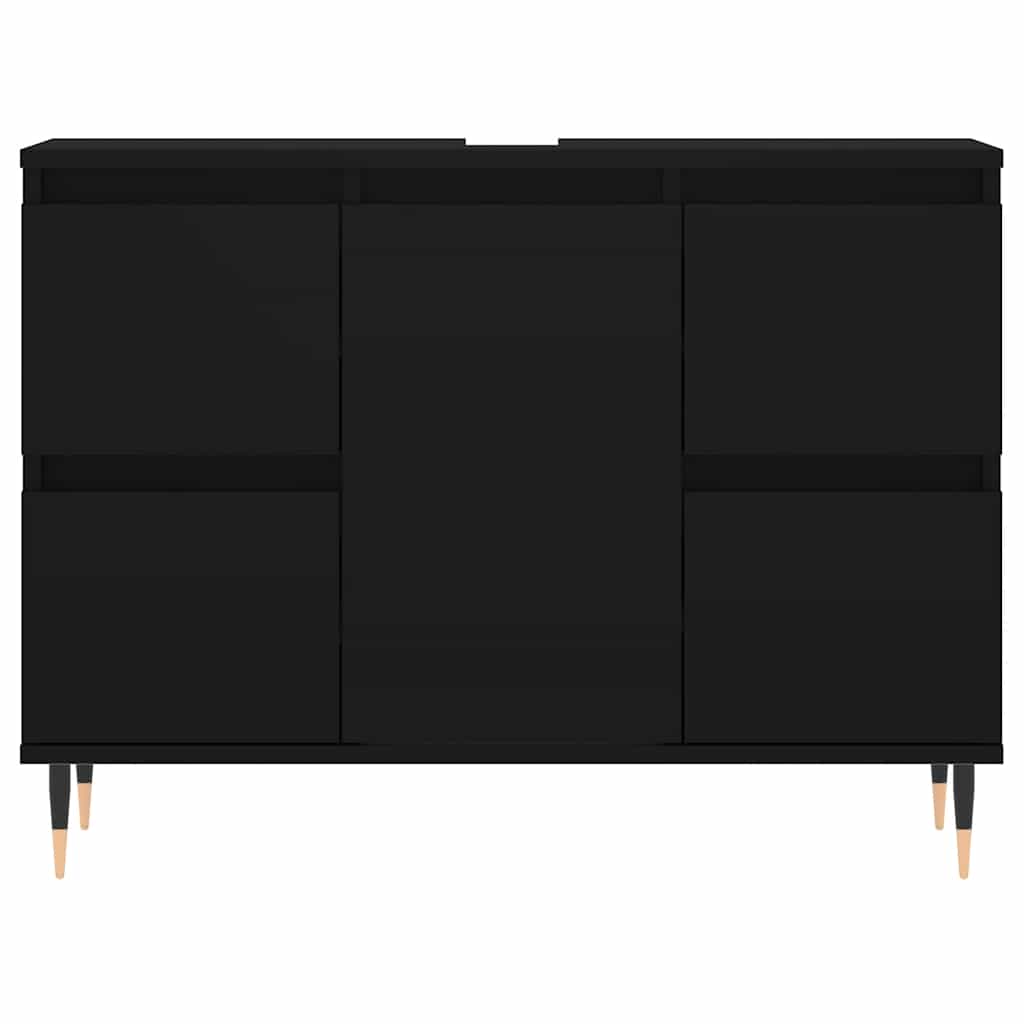 Koupelnová Skříňka Černá 80 X 33 X 60 Cm Kompozitní Dřevo