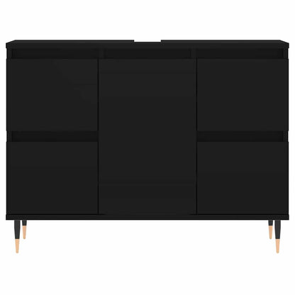 Koupelnová Skříňka Černá 80 X 33 X 60 Cm Kompozitní Dřevo