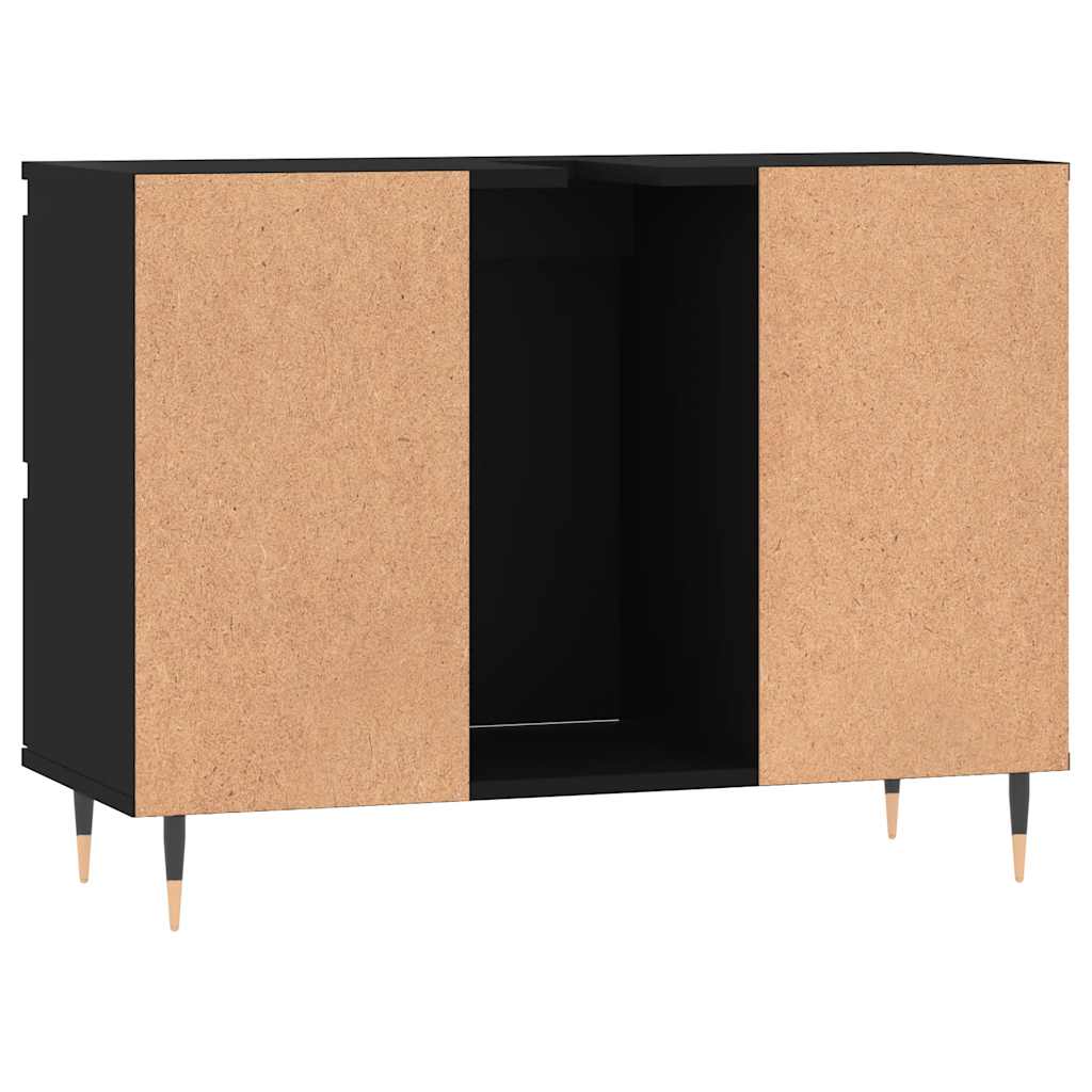 Koupelnová Skříňka Černá 80 X 33 X 60 Cm Kompozitní Dřevo