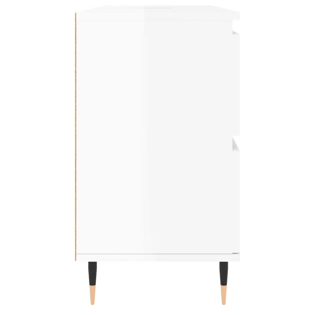 Koupelnová Skříňka Lesklá Bílá 80 X 33 X 60 Cm Kompozitní Dřevo