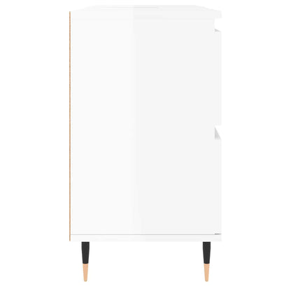 Koupelnová Skříňka Lesklá Bílá 80 X 33 X 60 Cm Kompozitní Dřevo